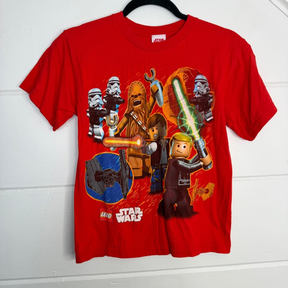 Lego Star Wars T Shirt Red Graphic Print Youth Small Y2K 2010 Short Sleeve